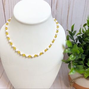 Swarovski Yellow Crystal & Pearl Beaded Necklace